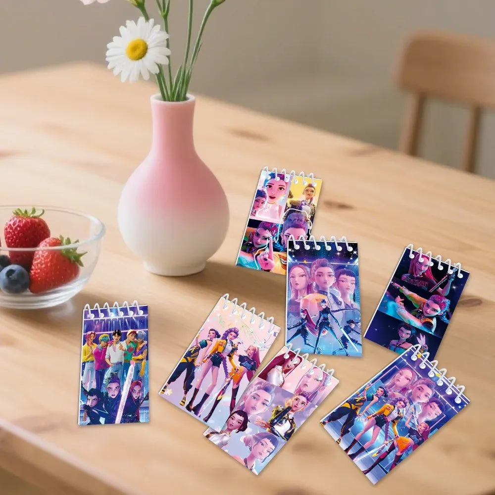 10PCS Kpop Demon Hunters Notebook Huntrix Rumi Mira Zoey Binder Anime Pattern Stationery Supplies Back To School Gifts 10*6cm