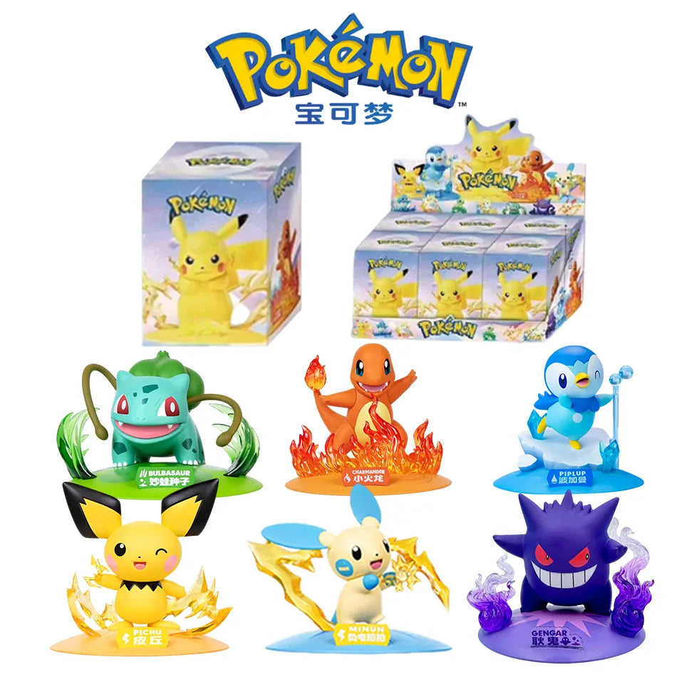 12 Pok é mon Action Dolls Pikachu Blind Box Anime Models Desktop Decorations Pok é mon Toys Children's Birthday Gifts