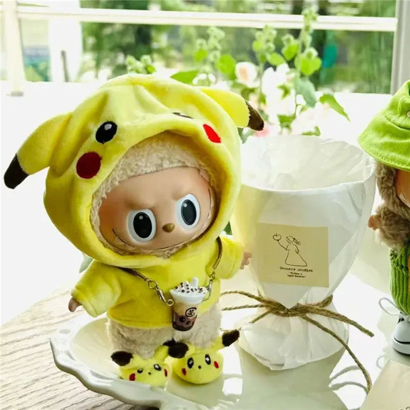 15 17cm For Labubu Doll Cartoon Cute Pikachu Plush Outfit Clothes Shoes Set