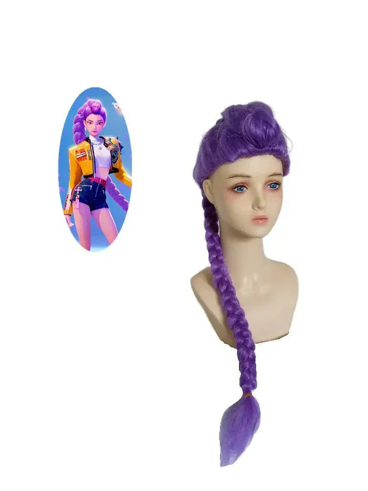 2027 Movie Kpop Kids Girls Cosplay Wig Mira Rumi Zoey Demon Hunters Purple Black Red Long Hair Halloween Cosplay Props