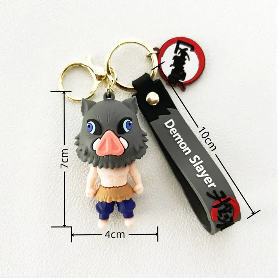 1PCS/6PCS Demon Slayer Cartoon Doll PVC Car Keychain Cute Anime Silicone Keyring Backpack Creative Couple Pendant Children's Gift