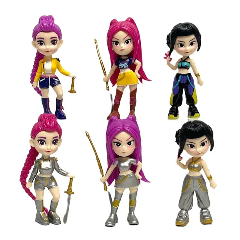 6PCS K-Pop Demon Hunters Anime Figurines Mini Desktop Decoration Collectible Gift