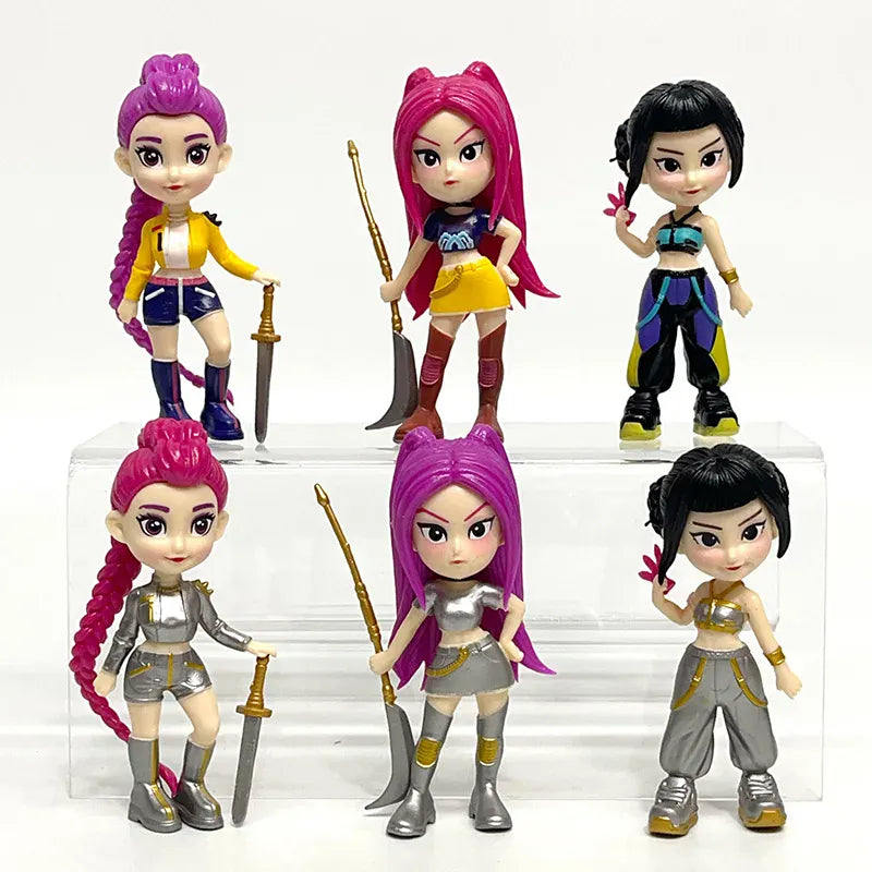 6PCS K-Pop Demon Hunters Anime Figurines Mini Desktop Decoration Collectible Gift