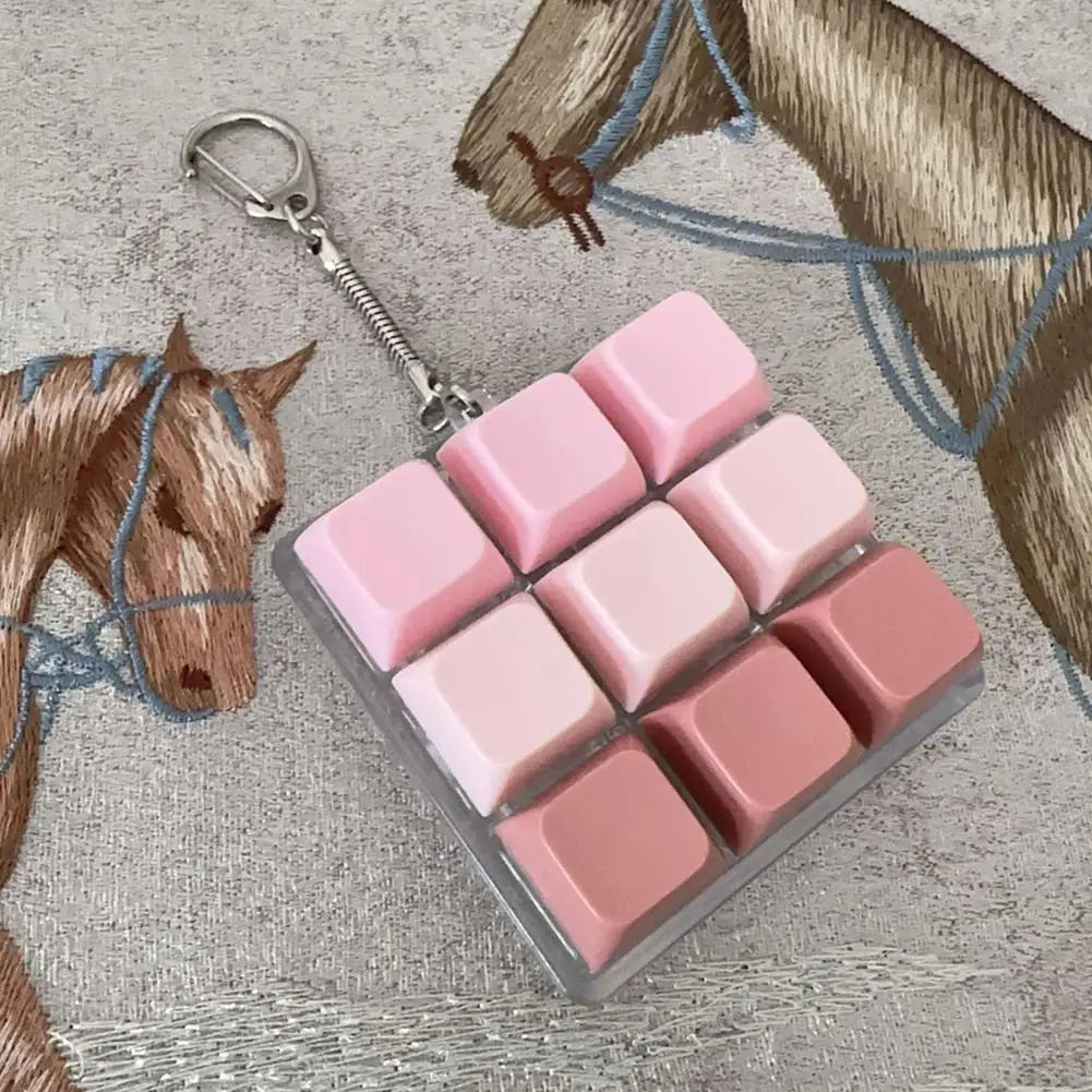 9-Key Keyboard Fidget Toy - Mini Clicker Keychain for Stress Relief