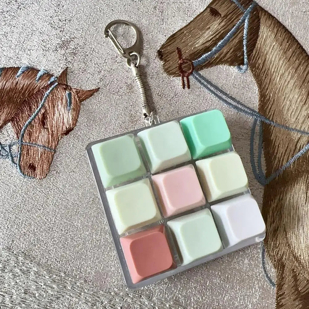 9-Key Keyboard Fidget Toy - Mini Clicker Keychain for Stress Relief