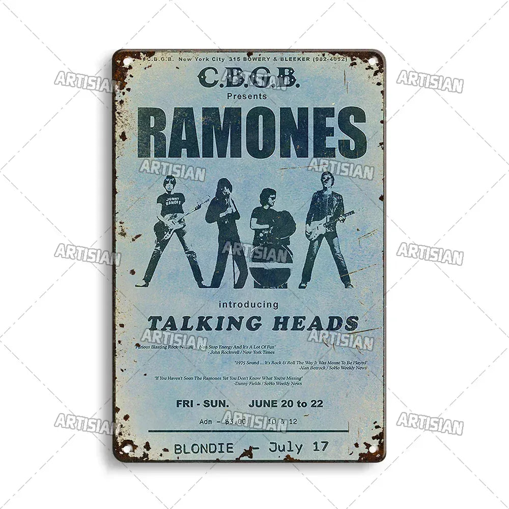 ARTISIAN Classic Rock Music Metal Tin Sign Home Bar Wall Decorative Weathered Metal Plaque Cafe Metal Sign Art Industrial Decor