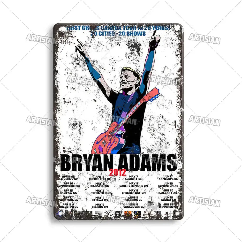 ARTISIAN Classic Rock Music Metal Tin Sign Home Bar Wall Decorative Weathered Metal Plaque Cafe Metal Sign Art Industrial Decor