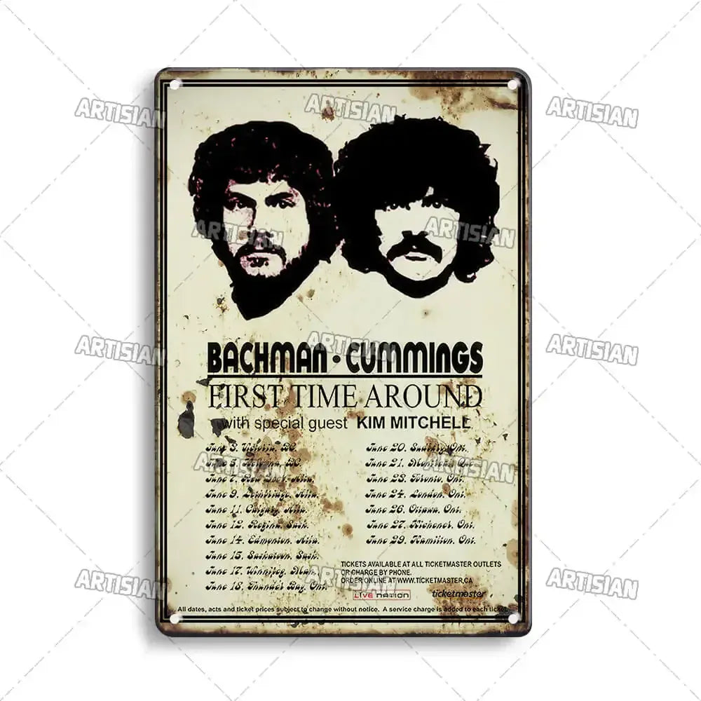 ARTISIAN Classic Rock Music Metal Tin Sign Home Bar Wall Decorative Weathered Metal Plaque Cafe Metal Sign Art Industrial Decor