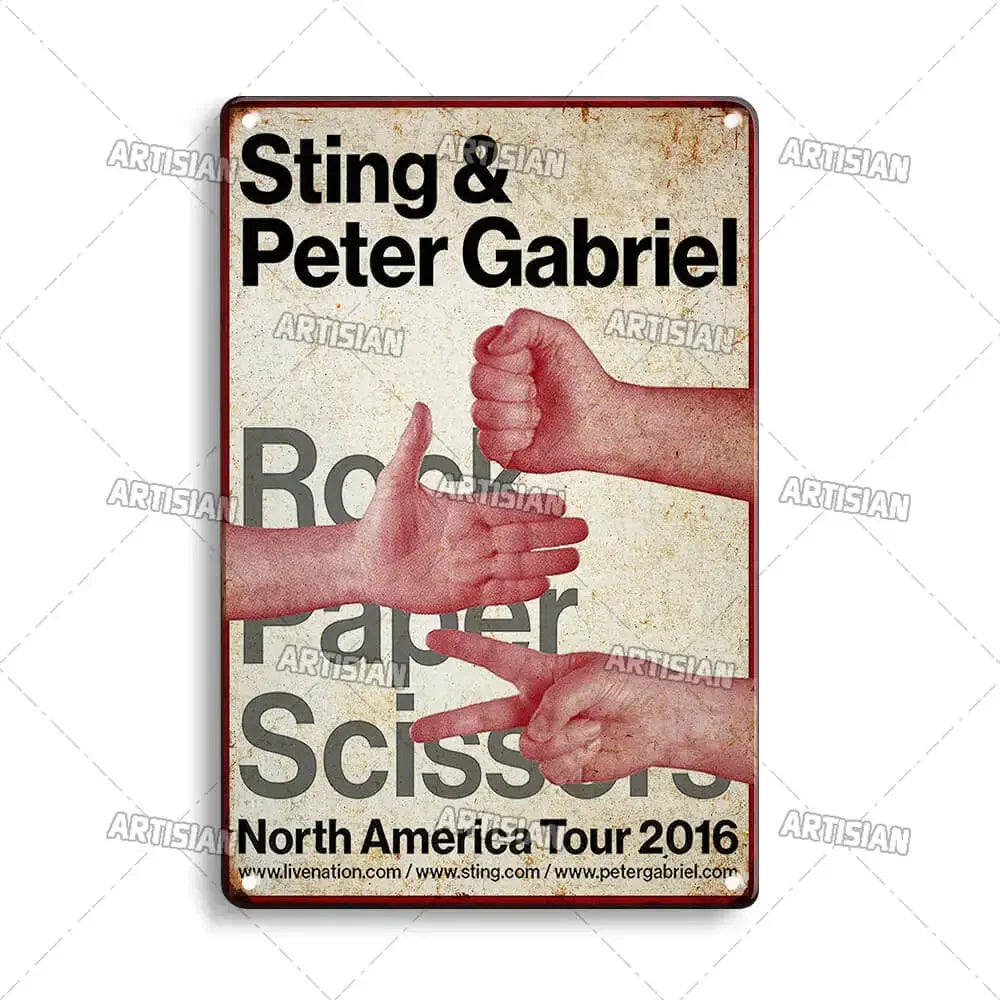 ARTISIAN Classic Rock Music Metal Tin Sign Home Bar Wall Decorative Weathered Metal Plaque Cafe Metal Sign Art Industrial Decor