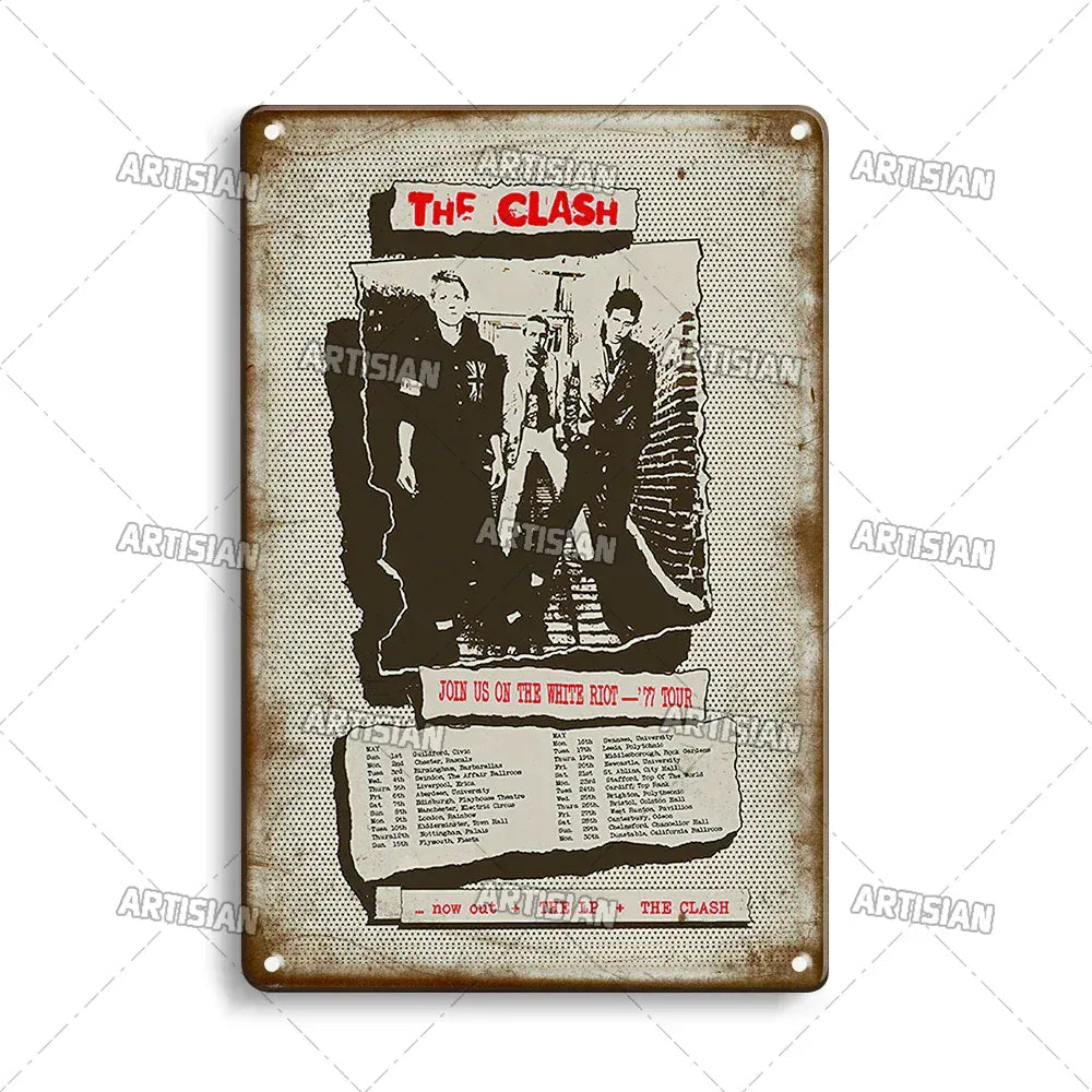 ARTISIAN Classic Rock Music Metal Tin Sign Home Bar Wall Decorative Weathered Metal Plaque Cafe Metal Sign Art Industrial Decor