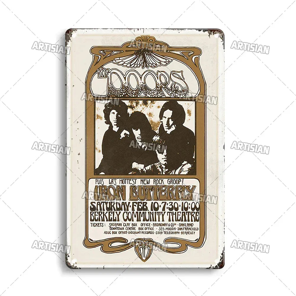 ARTISIAN Classic Rock Music Metal Tin Sign Home Bar Wall Decorative Weathered Metal Plaque Cafe Metal Sign Art Industrial Decor