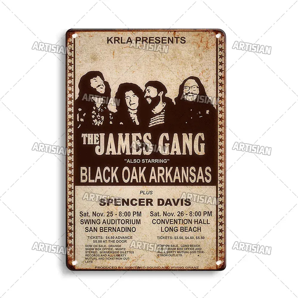 ARTISIAN Classic Rock Music Metal Tin Sign Home Bar Wall Decorative Weathered Metal Plaque Cafe Metal Sign Art Industrial Decor