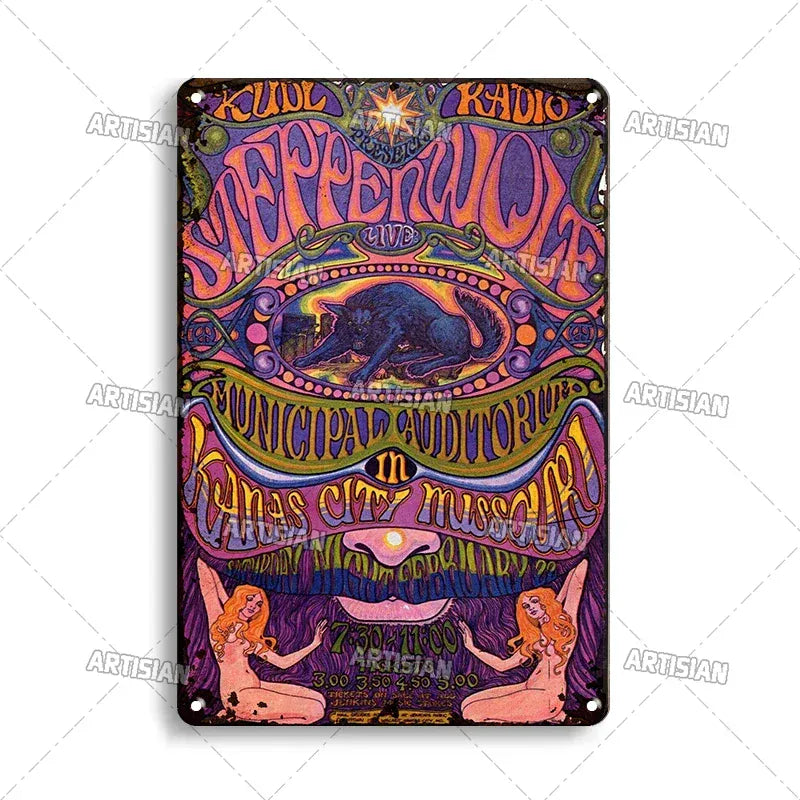 ARTISIAN Classic Rock Music Metal Tin Sign Home Bar Wall Decorative Weathered Metal Plaque Cafe Metal Sign Art Industrial Decor
