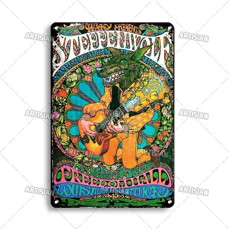 ARTISIAN Classic Rock Music Metal Tin Sign Home Bar Wall Decorative Weathered Metal Plaque Cafe Metal Sign Art Industrial Decor