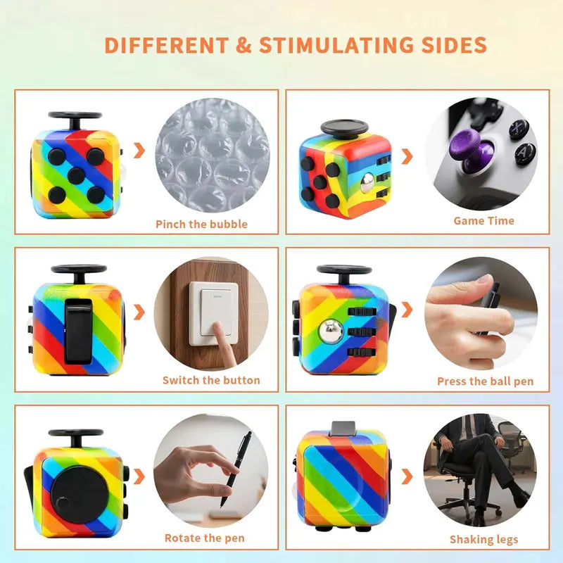 Compact Fidget Cube - Multi-Sensory Stress Relief Toy for Anxiety, ADHD & Focus