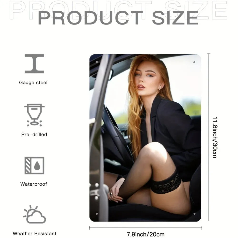 Fashion Metal Wall Art Poster - Classic Style for Home/Office/Men's Den/Cafe/Bedroom/Study, Battery-Free Easy to Hang, 12x8 Inch