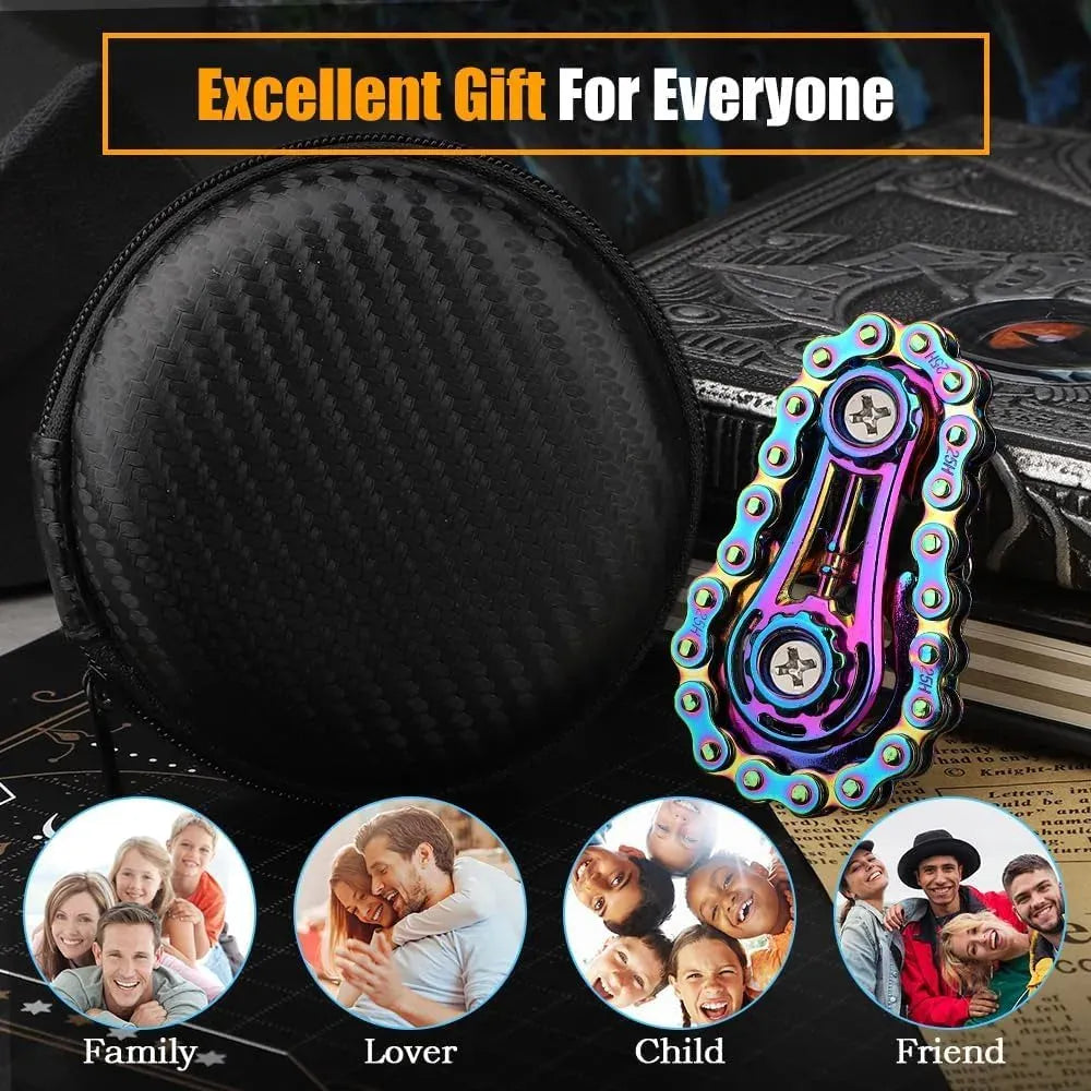 Fidget Chain Bike Spinner - Metal Stress Relief Toy for Focus & Anxiety