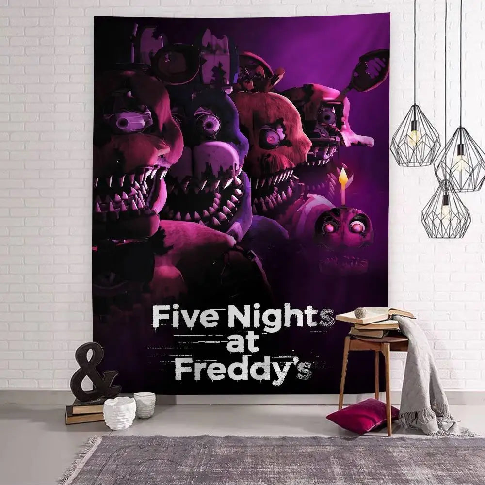 FNAF Game Security Breach Anime Tapestry Hanging Tarot Hippie Wall Rugs Dorm Home Decor