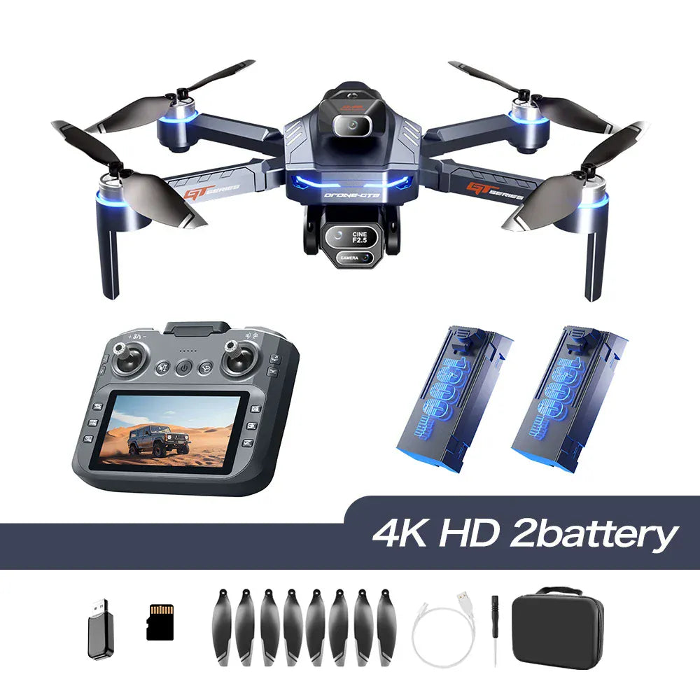 GT8 Drone 4K HD Camera Obstacle Avoidance Aerial Photography Brushless Drone with Screen Foldable RC Drone Quadcopter RTF