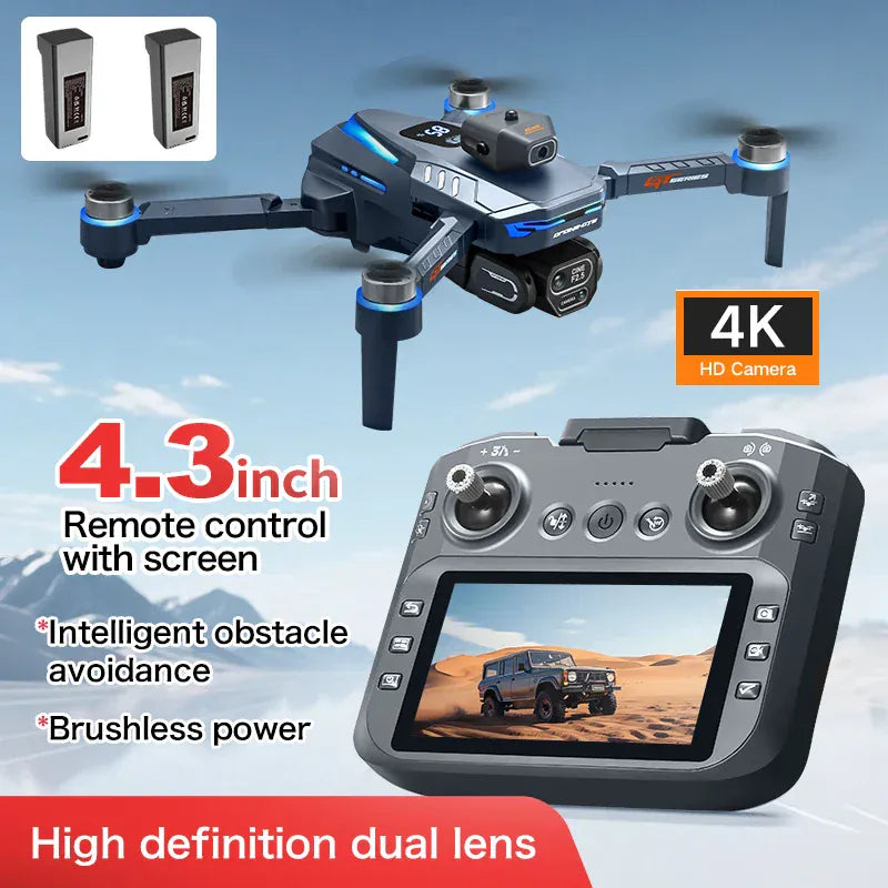 GT8 Drone with Screen 8K HD Camera WIFI Brushless Aerial photography quadcopter battery power display colourful lights RC dron