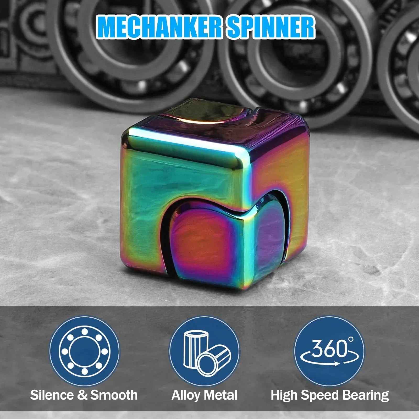 Metal Cube Spinner Fidget Toy - Premium 3D Puzzle Gyro for Stress Relief & Focus