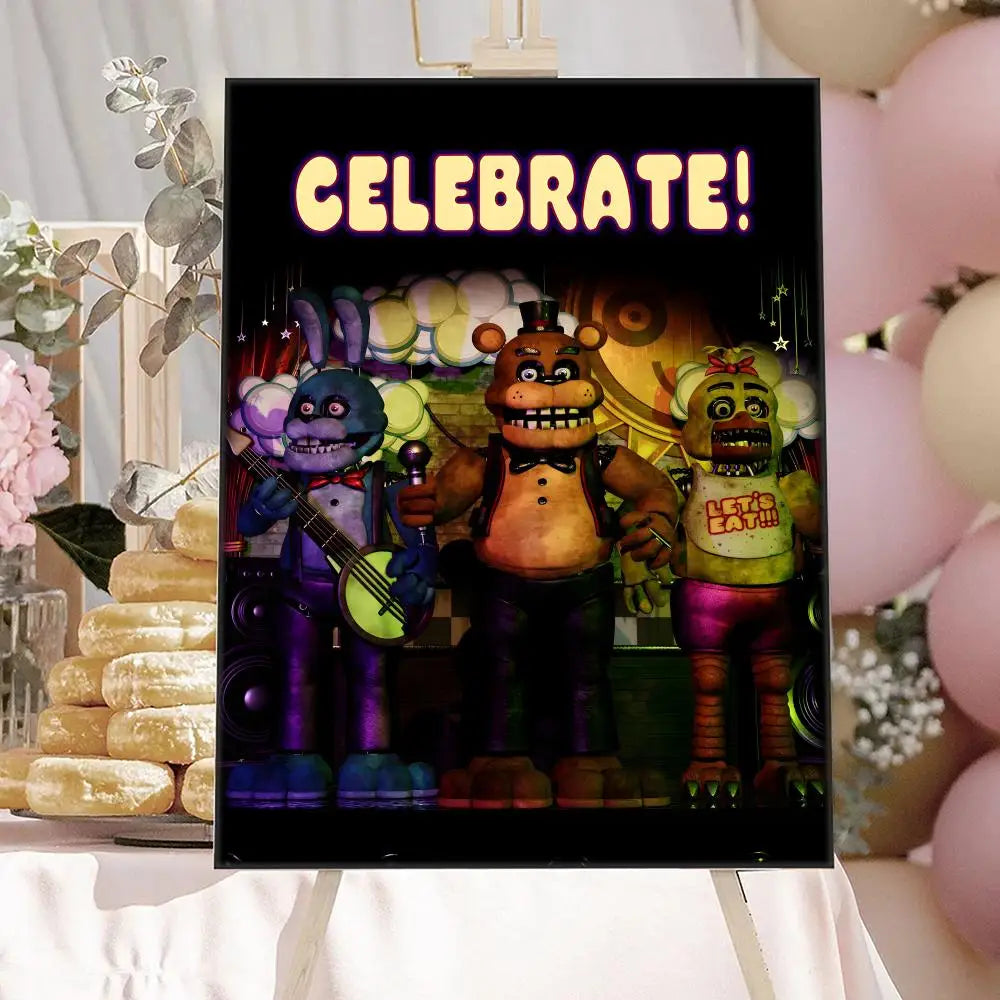 New F-F-FNAF Movie Game Poster HD Anime Hot Theme Singer/OST/Movie-Waterproof Self-Stick Home Decor