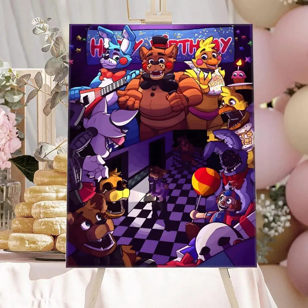 New F-F-FNAF Movie Game Poster HD Anime Hot Theme Singer/OST/Movie-Waterproof Self-Stick Home Decor