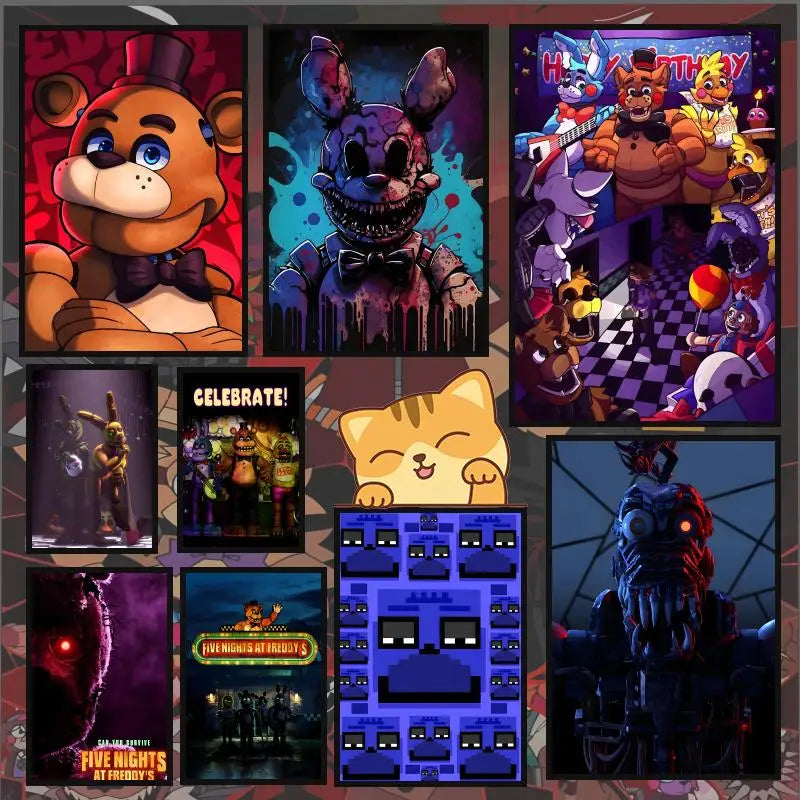 New F-F-FNAF Movie Game Poster HD Anime Hot Theme Singer/OST/Movie-Waterproof Self-Stick Home Decor