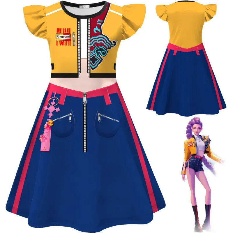 New Movie K-POP Demon Hunters Cosplay Costume for Kids rumi zoey mira Dress Halloween Anime Hunter Girls Dress