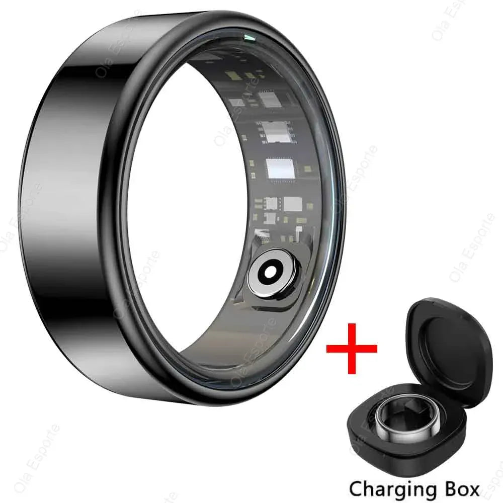 New Smart Ring Men Women, Heart Rate Blood Oxygen and Sleep Monitor Smart ring IP68 & 5ATM Waterproof, Multi-sport Mode Ring