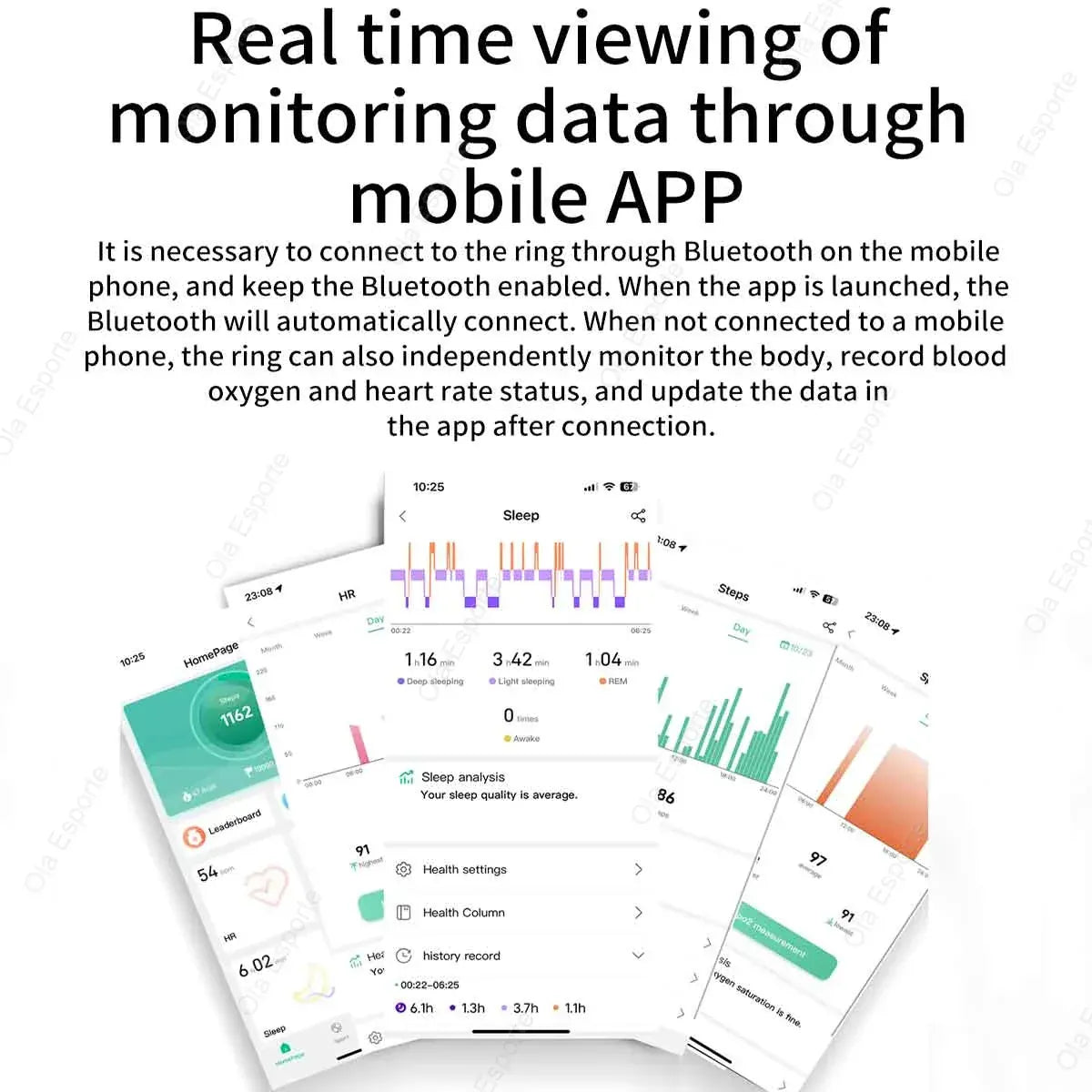 New Smart Ring Men Women, Heart Rate Blood Oxygen and Sleep Monitor Smart ring IP68 & 5ATM Waterproof, Multi-sport Mode Ring