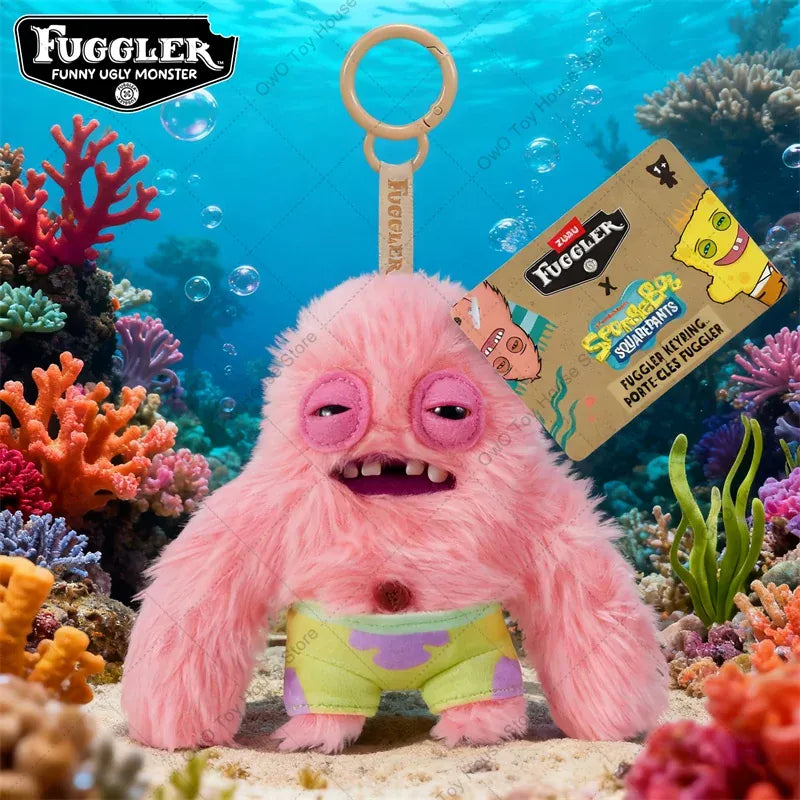 Original Fuggler Funny Ugly Teeth Monster Plush Toys Keychain Fugglers SpongeBob SquarePants Series Peluche Doll Key Rings Gifts