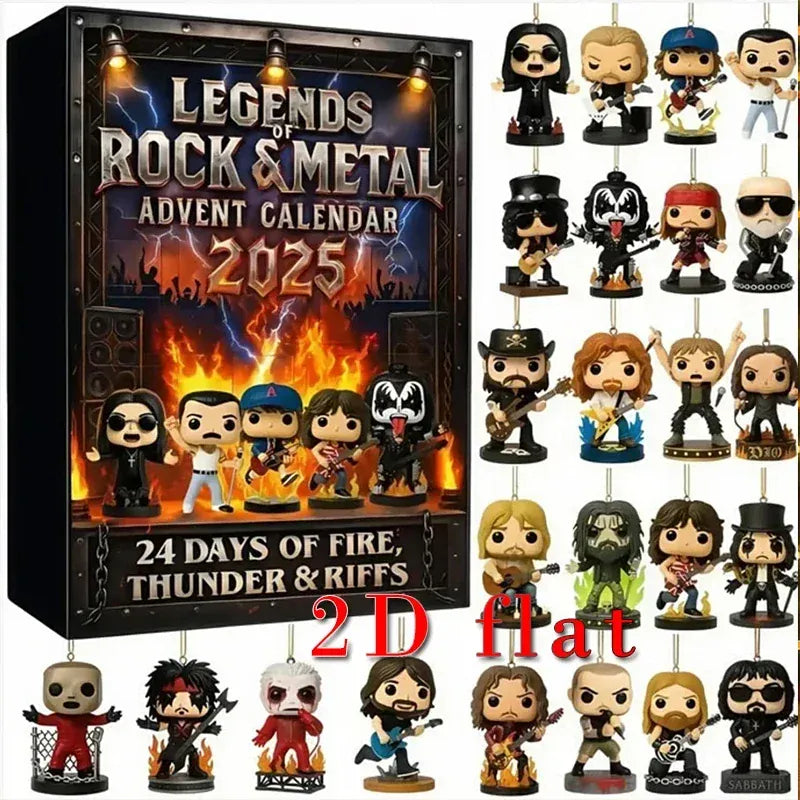 Rock and Metal Music Christmas Countdown Calendar 2D Flat Acrylic Iconic Music Character Series Christmas Gifts
