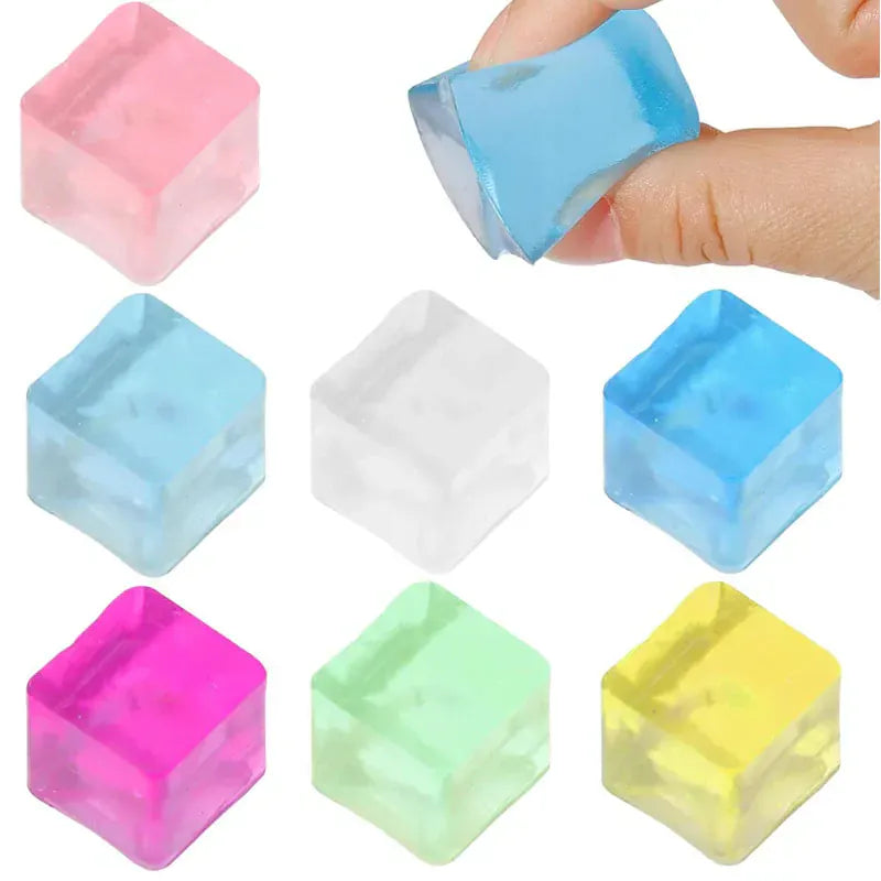 Square Ice Cube Stress Ball Squishy Fidget Squeeze Stress Relief Toys For Kids Adults Decompression Party Gifts Classroom Prizes