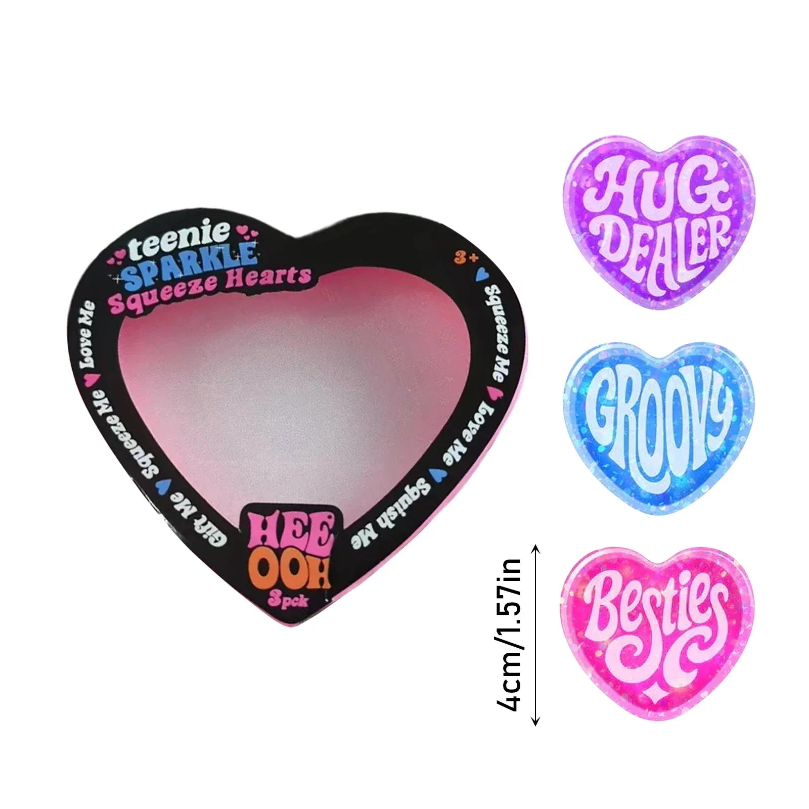 Valentine’s Day Heart Stress Toys, 3 Pack Heart-Shaped Squeeze Sensory Toys, Soft Slow Rising Love Shape Stress Toys, 1.57in